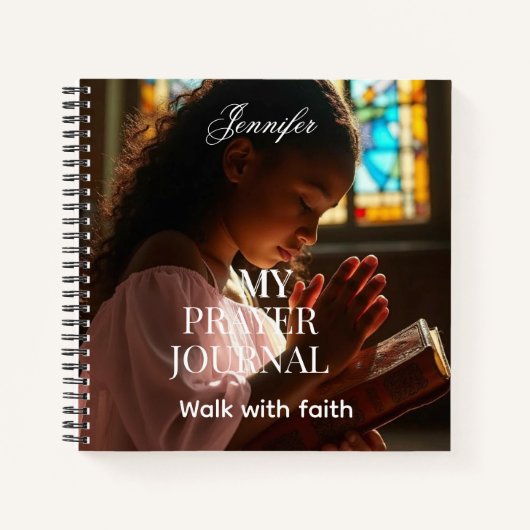 Gepersonaliseerd religieus fotogebedsschrift notitieboek (Voorkant)
