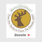 Gepersonaliseerd Rendier Brons Groen Goud Kerstmis Sticker (Vel)