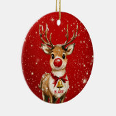 Gepersonaliseerd rendier - Schattige Keepsake Kind Keramisch Ornament (Rechts)