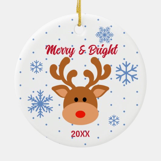 Gepersonaliseerd rendierensnowflake keramisch sier keramisch ornament (Achterkant)