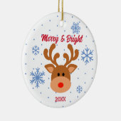 Gepersonaliseerd rendierensnowflake keramisch sier ornament (Rechts)