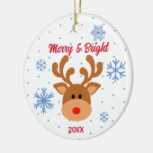 Gepersonaliseerd rendierensnowflake keramisch sier ornament (Links)