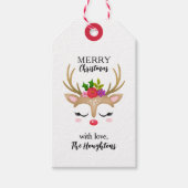 Gepersonaliseerd rendiergezicht voor kerstmis cadeaulabel (Voorkant)