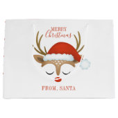 Gepersonaliseerd rendiergezicht voor kerstmis groot cadeauzakje (Voorkant)