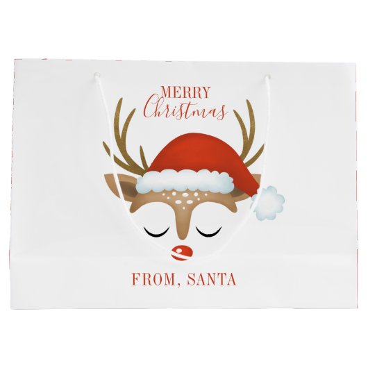 Gepersonaliseerd rendiergezicht voor kerstmis groot cadeauzakje (Achterkant)