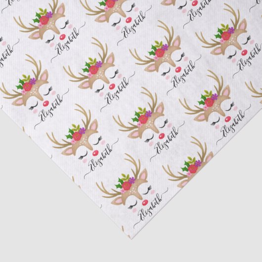 Gepersonaliseerd rendiergezicht voor kerstmis tissuepapier (Detail)