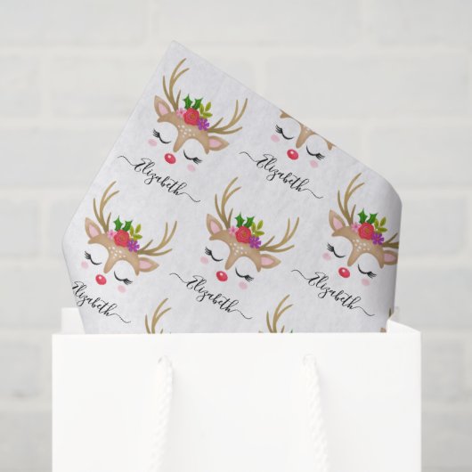 Gepersonaliseerd rendiergezicht voor kerstmis tissuepapier (Cadeauzakje)
