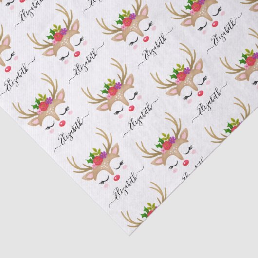 Gepersonaliseerd rendiergezicht voor kerstmis tissuepapier (Detail)