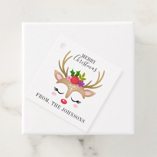 Gepersonaliseerd rendierKerstfeest Bedankjes Labels (In situ)