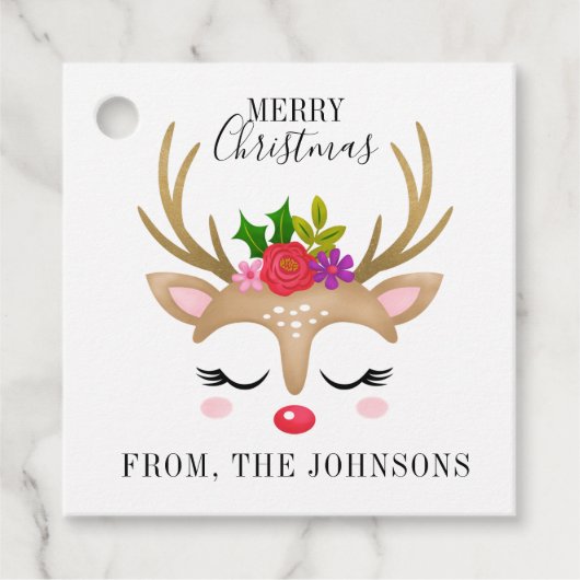 Gepersonaliseerd rendierKerstfeest Bedankjes Labels (Voorkant)