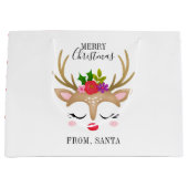 Gepersonaliseerd rendierKerstfeest Groot Cadeauzakje (Voorkant)