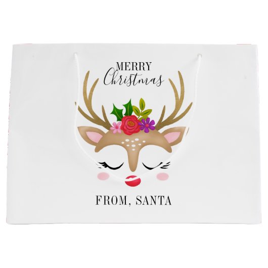 Gepersonaliseerd rendierKerstfeest Groot Cadeauzakje (Voorkant)