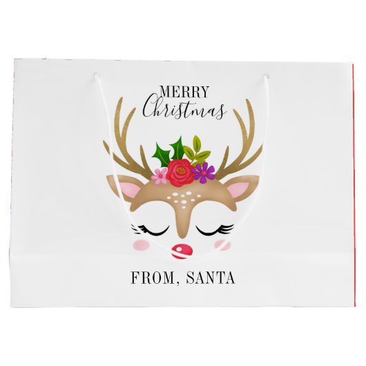 Gepersonaliseerd rendierKerstfeest Groot Cadeauzakje (Achterkant)