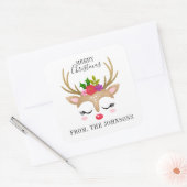 Gepersonaliseerd rendierKerstfeest Vierkante Sticker (Envelop)