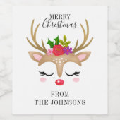 Gepersonaliseerd rendierKerstfeest Wijn Etiket (Enkel label)