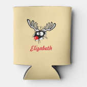 Gepersonaliseerd rendiertje met rode neus blikjeskoeler (Voorkant)