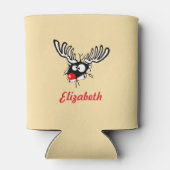 Gepersonaliseerd rendiertje met rode neus blikjeskoeler (Achterkant)