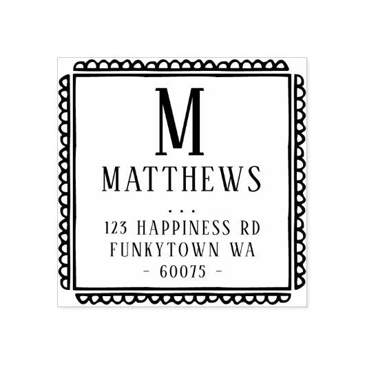 GEPERSONALISEERD RETOURADRES classy scallop border Rubberstempel (Afrduk)