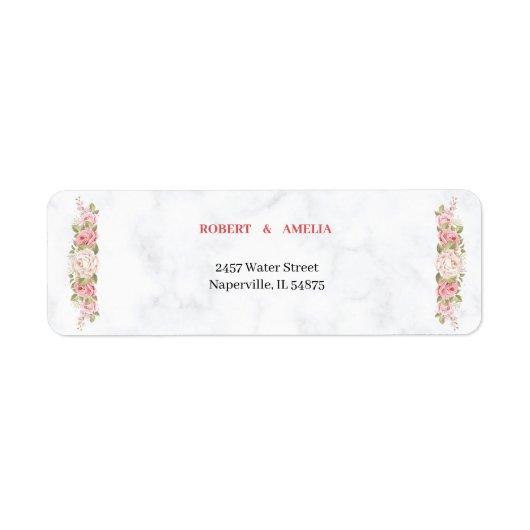 Gepersonaliseerd retouradres Elegante Roos Flower Etiket (Voorkant)