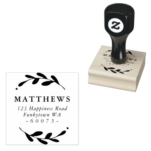 GEPERSONALISEERD RETOURADRES gebladerte lijst eenv Rubberstempel (Gestempeld)