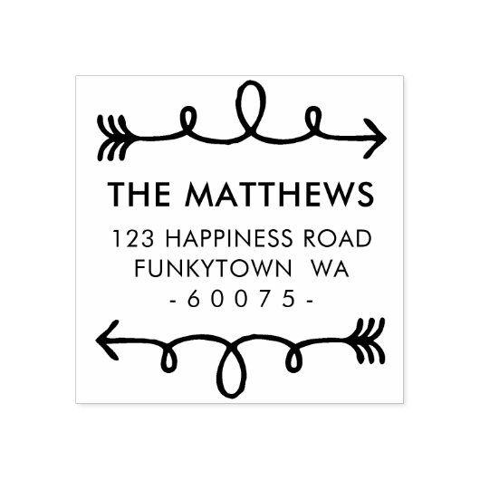 GEPERSONALISEERD RETOURADRES gekrulde hand geteken Rubberstempel (Afrduk)