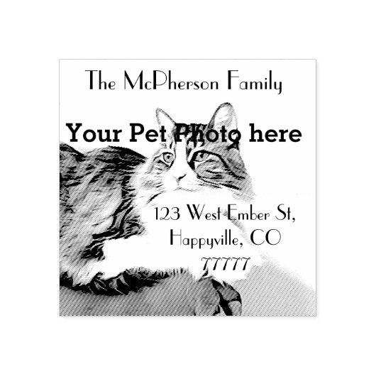Gepersonaliseerd retouradres, uw huisdier foto rubberstempel (Afrduk)