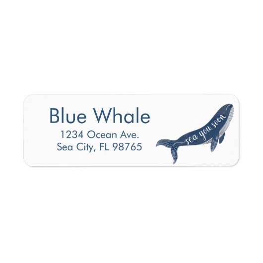 Gepersonaliseerd retourlabel Blue Whale Ocean Zee Etiket (Voorkant)