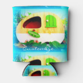 Gepersonaliseerd Retro  camper blauw Blikjeskoeler (Voorkant)