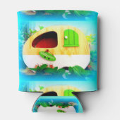 Gepersonaliseerd Retro  camper blauw Blikjeskoeler (Achterkant)