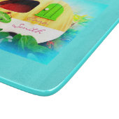 Gepersonaliseerd Retro  camper blauw Snijplank (Hoek)