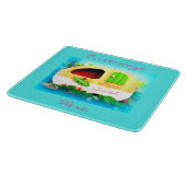 Gepersonaliseerd Retro  camper blauw Snijplank (Hoek)