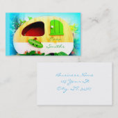 Gepersonaliseerd Retro  camper blauw Visitekaartje (Voorkant / Achterkant)