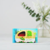 Gepersonaliseerd Retro  camper blauw Visitekaartje (Staand voorkant)