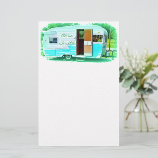 Gepersonaliseerd Retro  camper Briefpapier (Staand voorkant)
