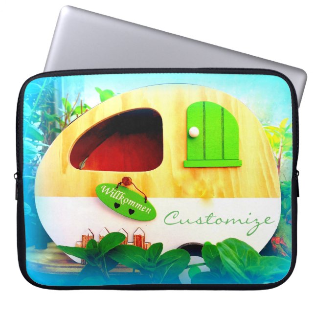 Gepersonaliseerd retro camper casa laptop sleeve (Voorkant)