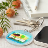 Gepersonaliseerd retro camper casa sleutelhanger (Voorkant Rechts)