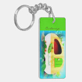 Gepersonaliseerd retro camper casa sleutelhanger (Voorkant Links)