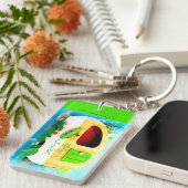 Gepersonaliseerd retro camper casa sleutelhanger (Voorkant Rechts)