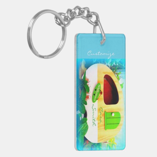 Gepersonaliseerd retro camper casa Thunder_Cove Sleutelhanger (Voorkant Links)