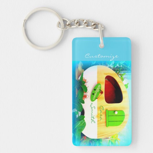 Gepersonaliseerd retro camper casa Thunder_Cove Sleutelhanger (Voorkant)