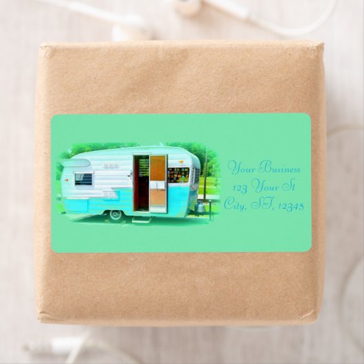 Gepersonaliseerd Retro camper Etiket (Insitu)