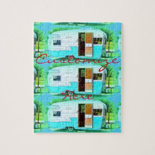 Gepersonaliseerd Retro  camper Legpuzzel (Verticaal)