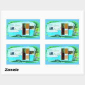 Gepersonaliseerd Retro camper Rechthoekige Sticker (Vel)