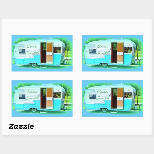 Gepersonaliseerd Retro camper Rechthoekige Sticker (Vel)