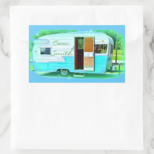 Gepersonaliseerd Retro  camper Rechthoekige Sticker (Tas)