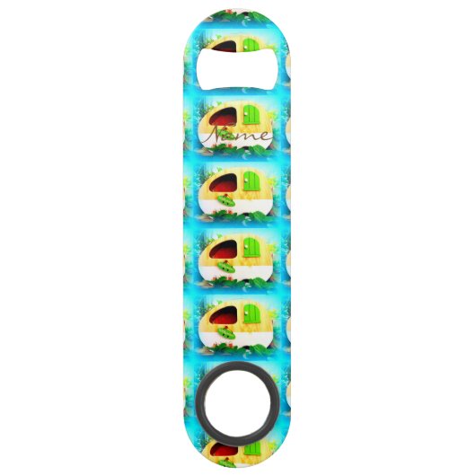 Gepersonaliseerd Retro  camper Speed Flessenopener (Voorkant)