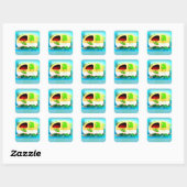 Gepersonaliseerd Retro  camper Vierkante Sticker (Vel)