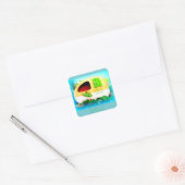Gepersonaliseerd Retro  camper Vierkante Sticker (Envelop)