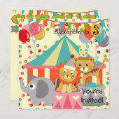 Gepersonaliseerd Retro Circus Birthday Kaart (Voorkant / Achterkant)