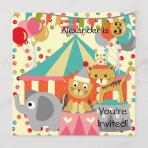 Gepersonaliseerd Retro Circus Birthday Kaart